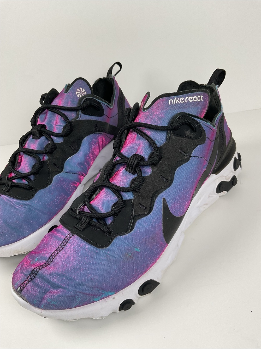 Nike React Women's Athletic Shoes in Purple and Pink Gradient with Black Accents
